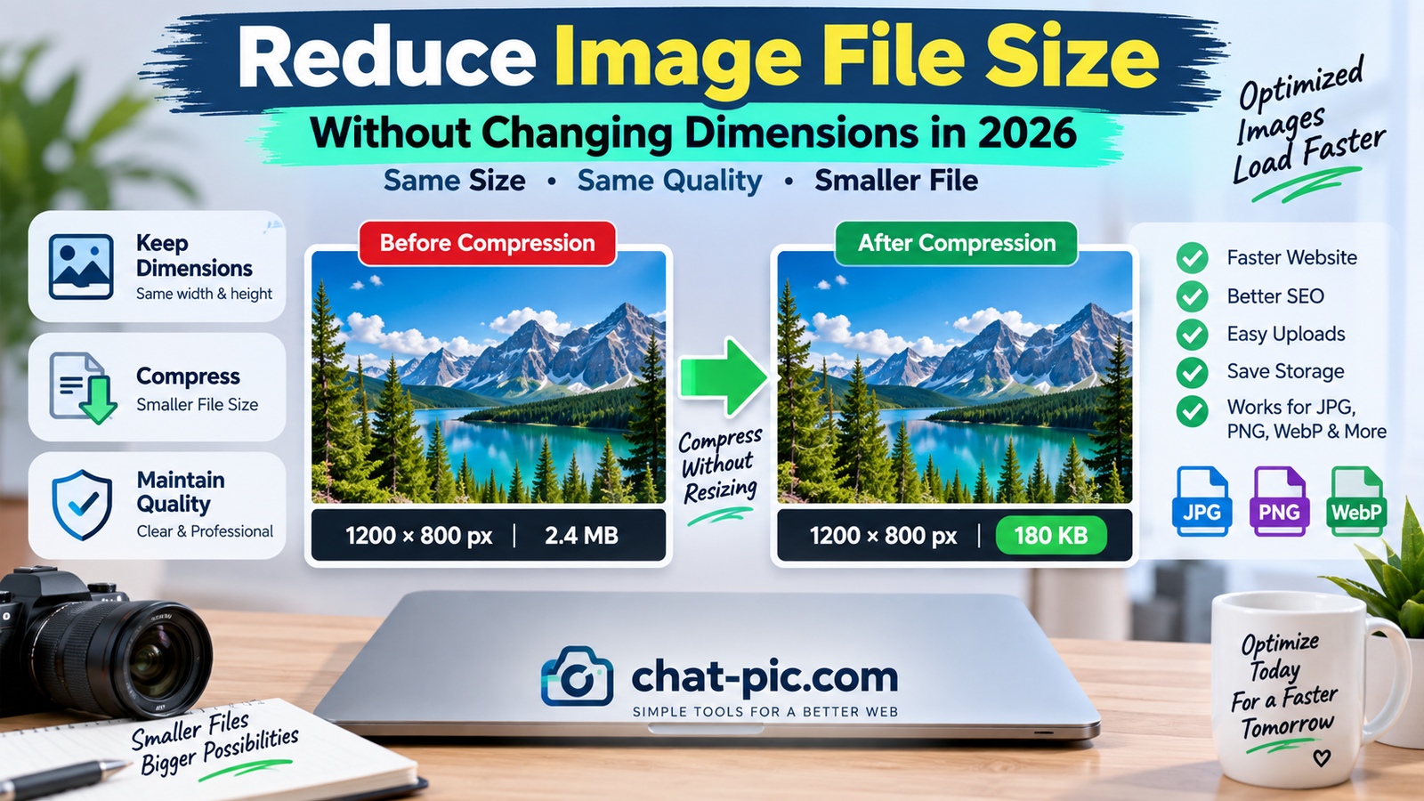 Reduce image file size without changing dimensions
