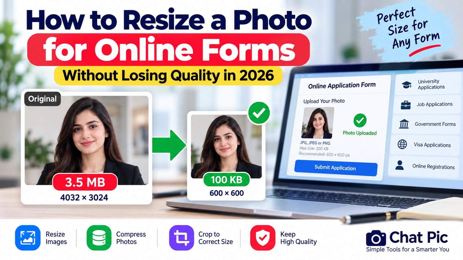 Resize photo for online form
